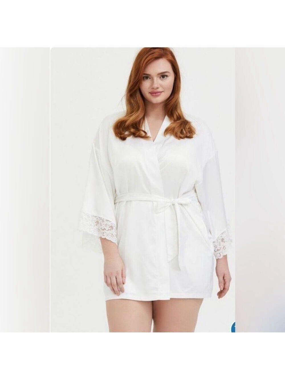 Torrid Bridal Pinup White Satin & Lace Robe - Picture 1 of 8